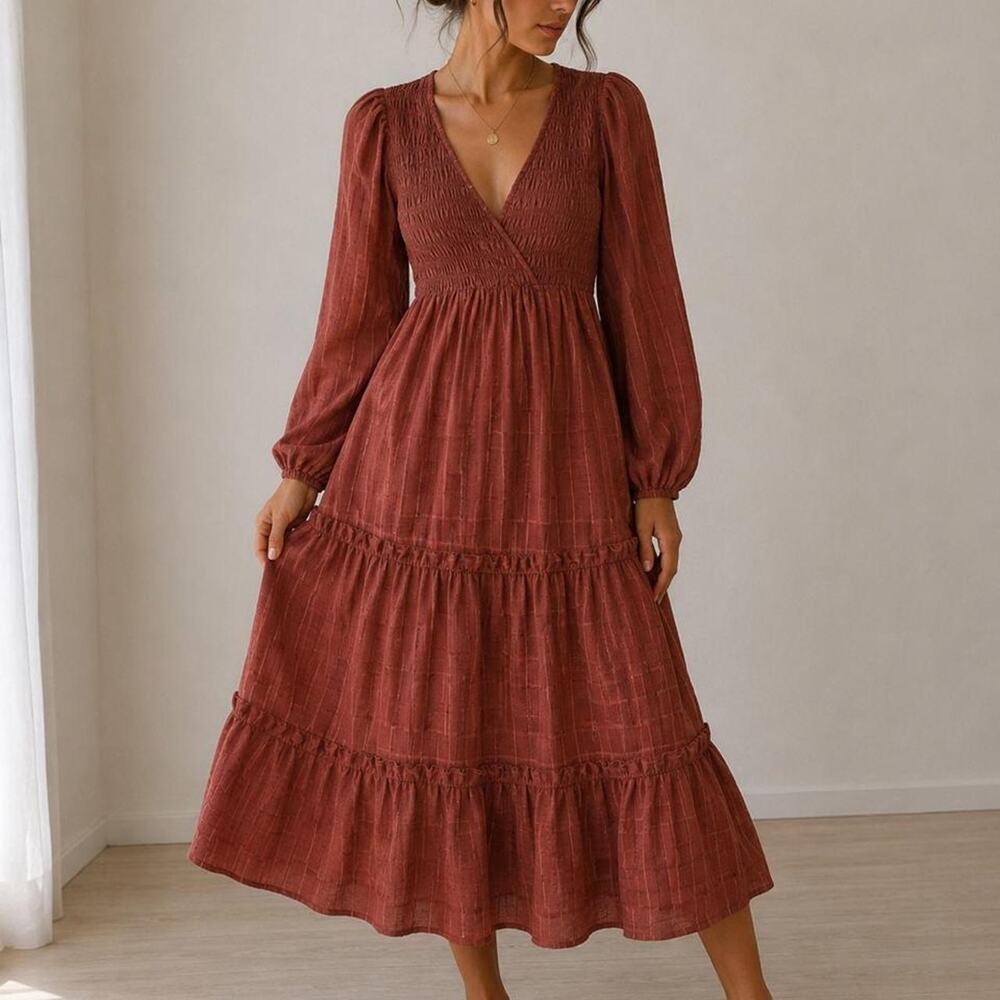 Moon river dress in rust